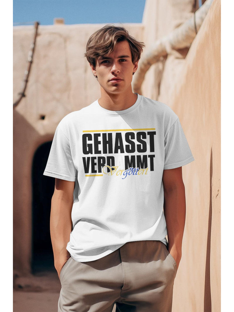 Men's & Women's Gothic German Text Print T-Shirt.