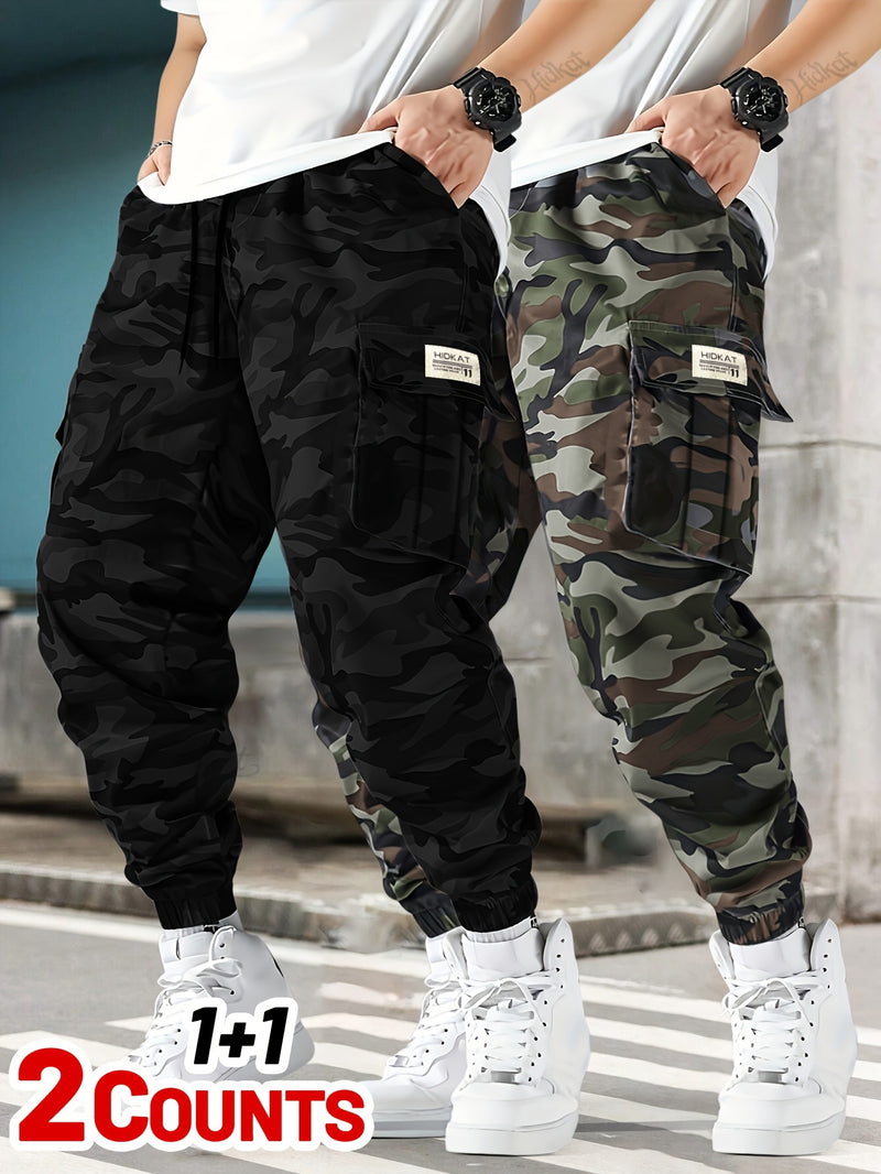 2pcs set of Men's camouflage work pants.