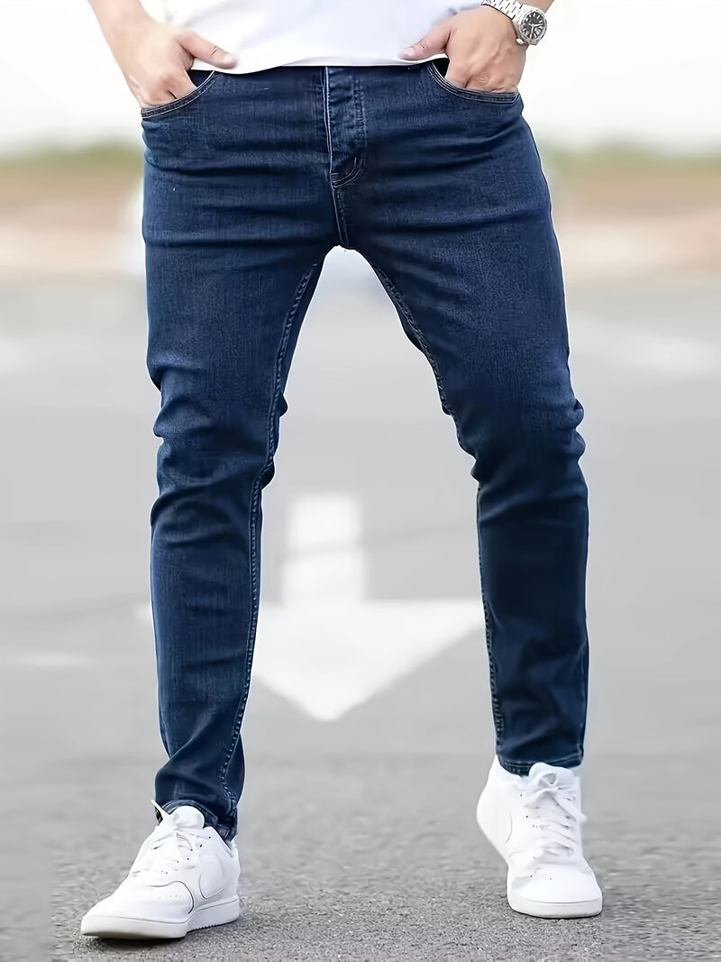 Men's Slim-Fit Stretchy Versatile Classic Solid Color Skinny Jeans.