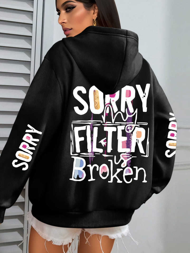Women’s Sorry Slogan Print Hoodie.