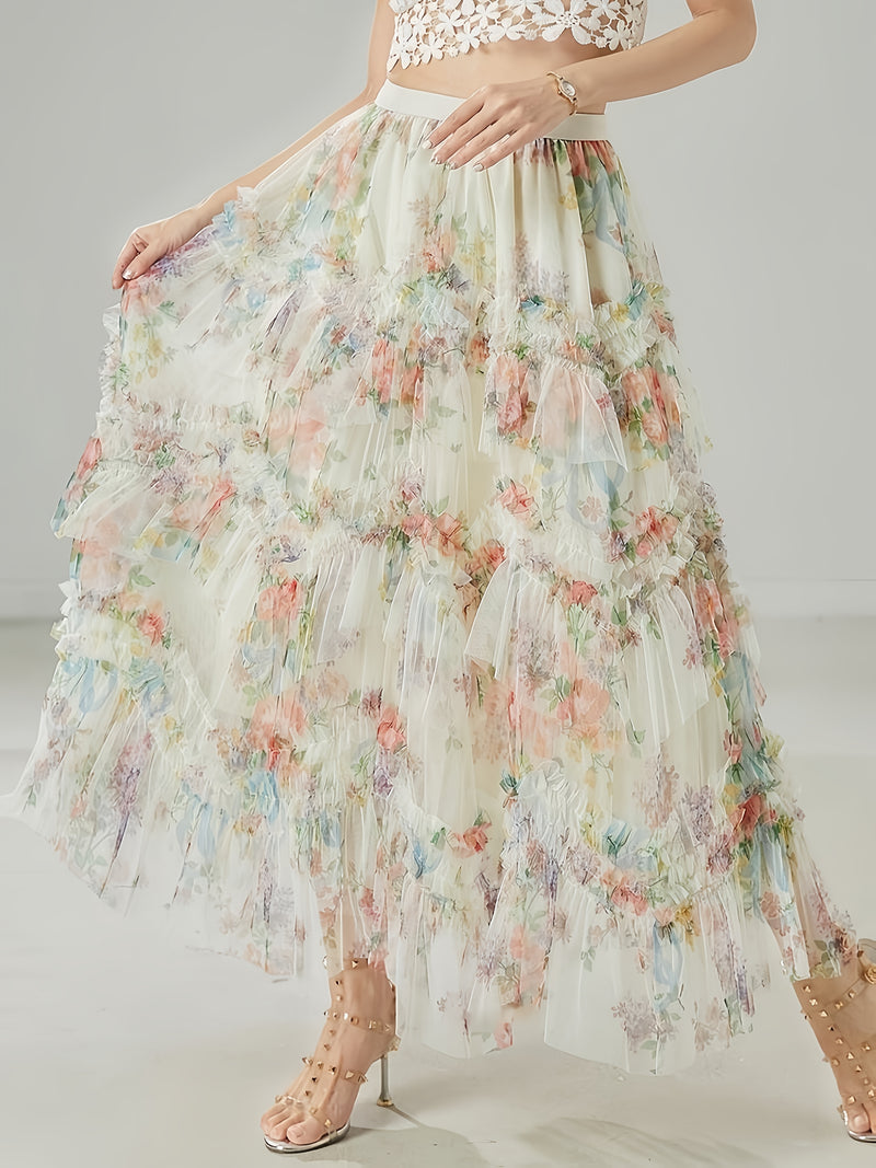 Women’s Elegant Plus-Size Layered Tulle Skirt.