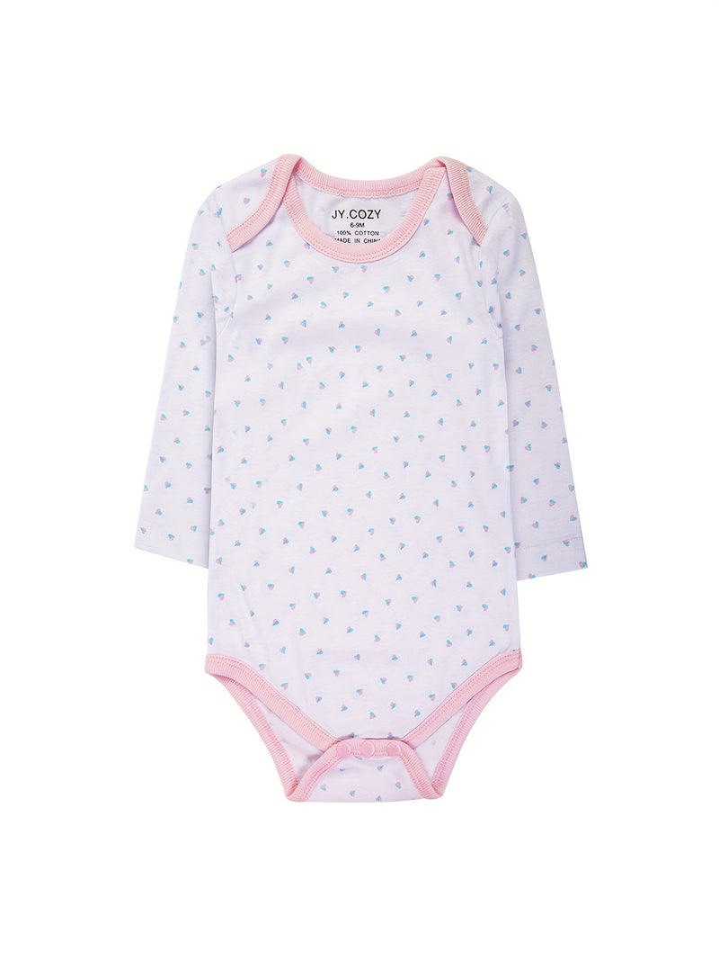 5pcs Newborn Long-Sleeved Romper Set, Baby Girl Pure Long-Sleeved.