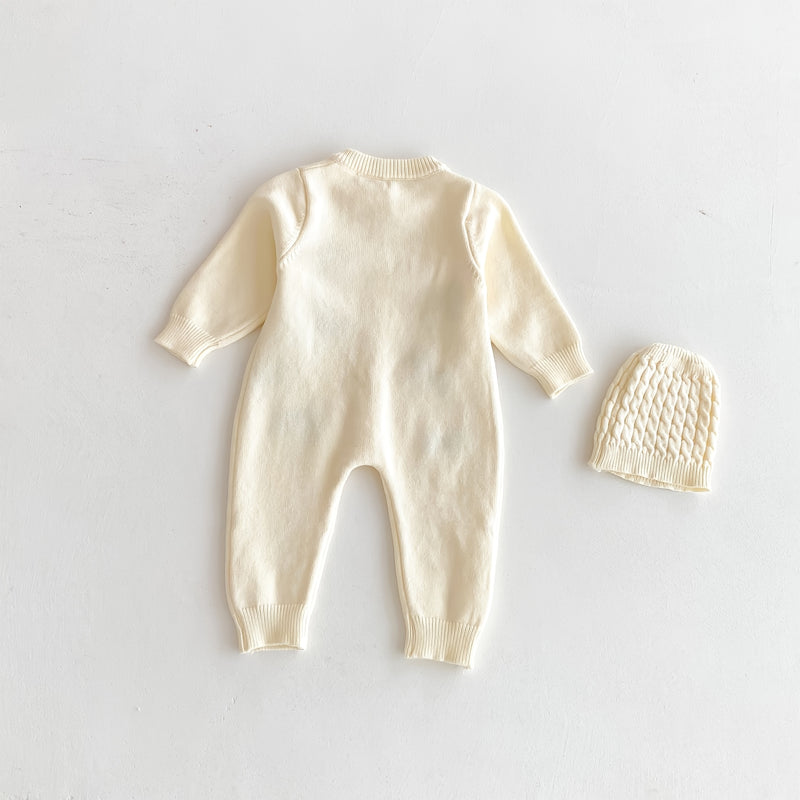 Autumn And Winter Baby Knitted Long-Sleeved Crawling Suit for Boys And Girls.