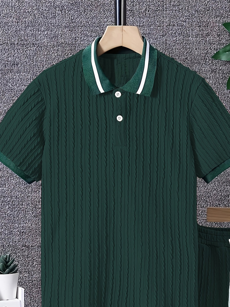 Men'S Casual Fashion Set Featuring a Top And Shorts.