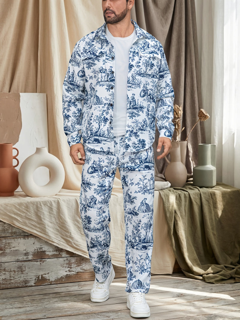 Men's Workwear Set Featuring Long Sleeves with Cuffs.