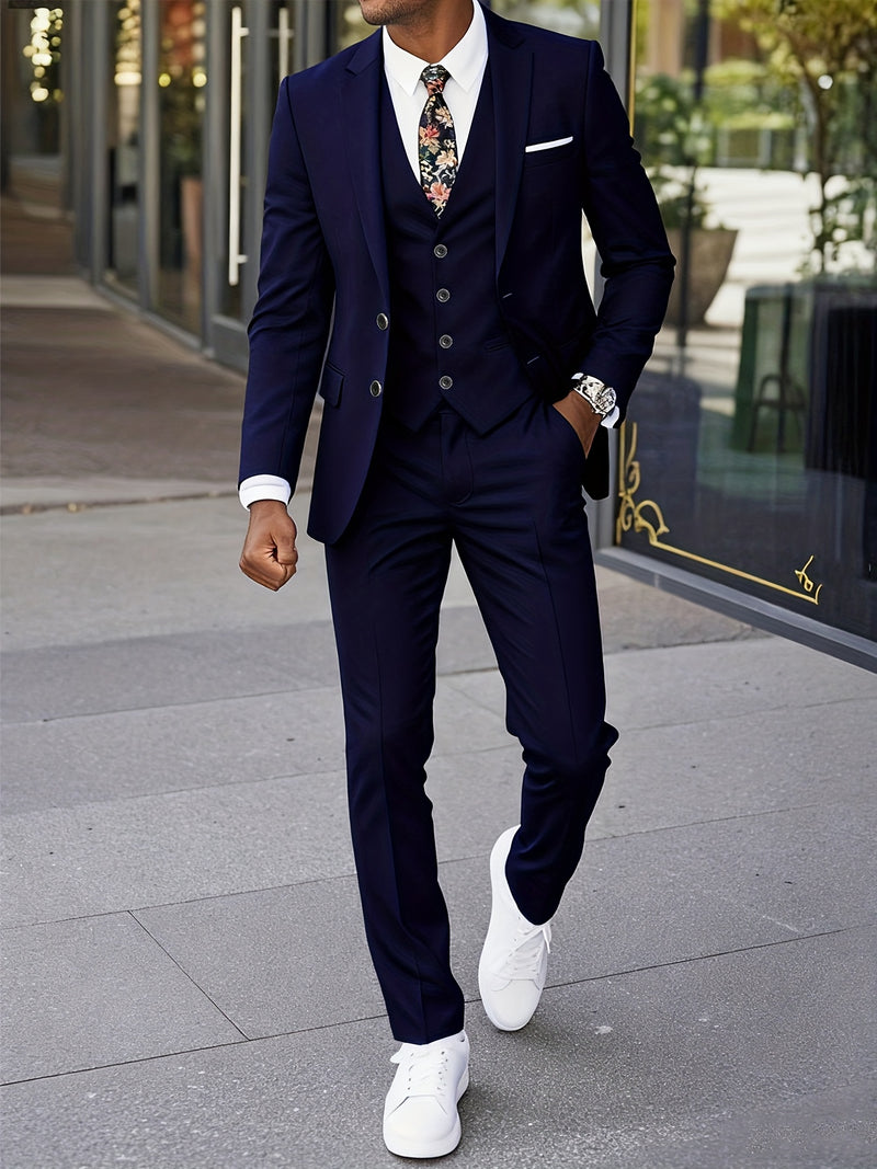 A Men's Three-Piece Suit, Including a Vest, Trousers, And a Jacket.