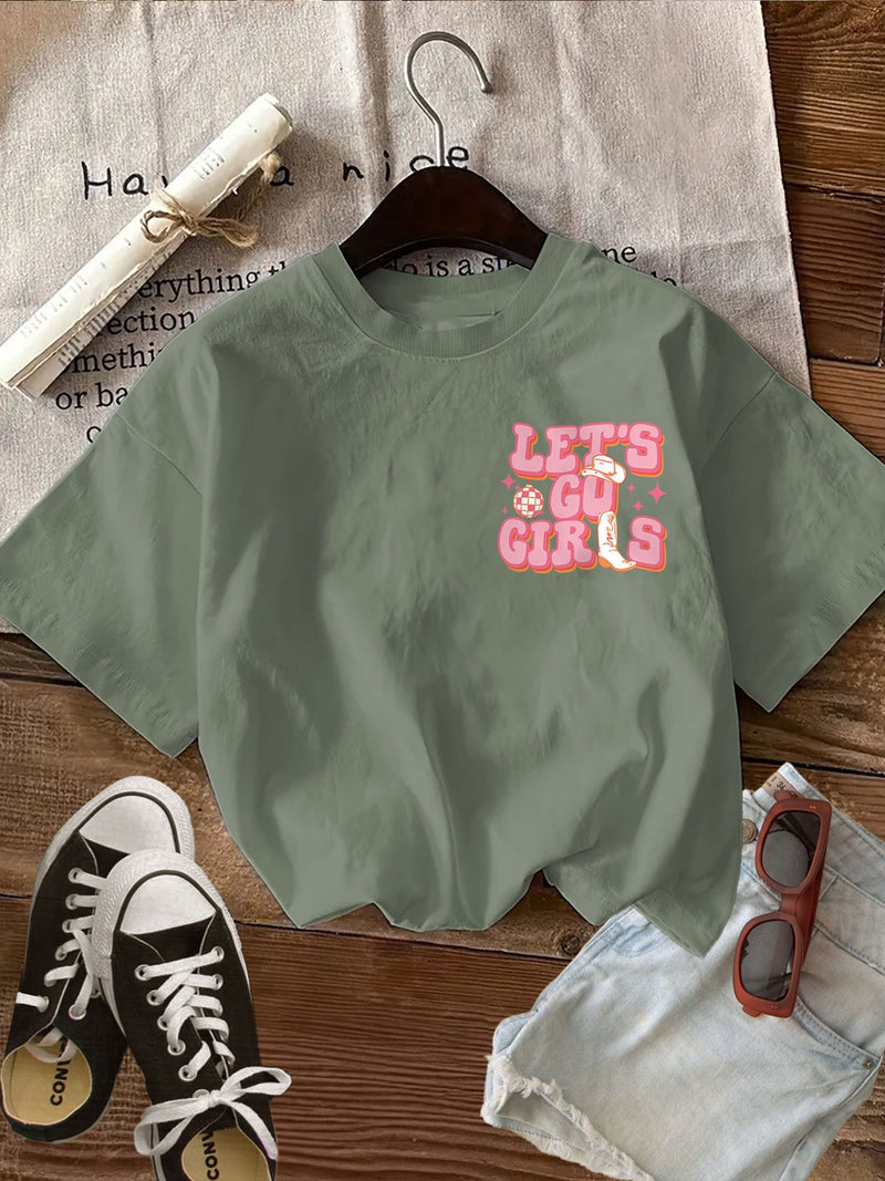 Women’s Graphic Print T-shirt, Short Sleeve Crew Neck Casual.