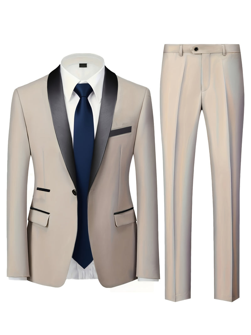 Men's 3pcs Suit with Notch Lapel, Business Formal Set, Includes Jacket.