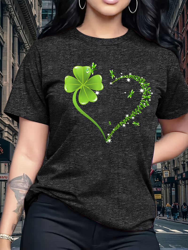 Round neck T-shirt in small and plus sizes, summer/spring Women's top.