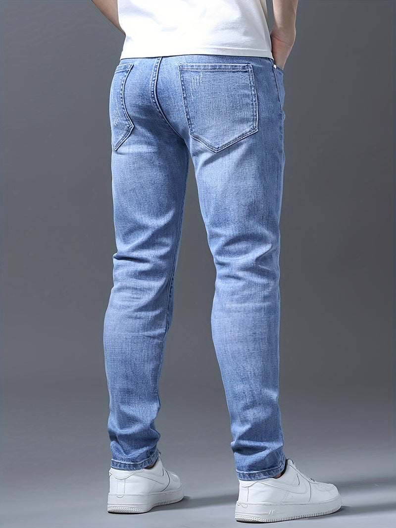 Men's Slim-Fit Stretch Jeans - Stretch Denim Pants with Button Closure.