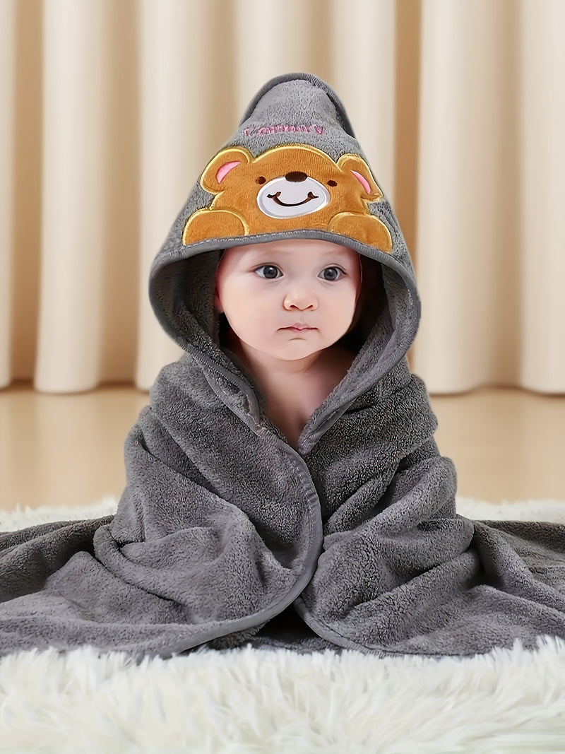 Cute Baby Bathrobe, Highly Absorbent, Quick-Drying, with a Hood.