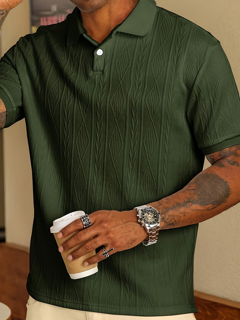 Men's Summer Textured Jacquard Casual Top, a Classic Business Polo Shirt.