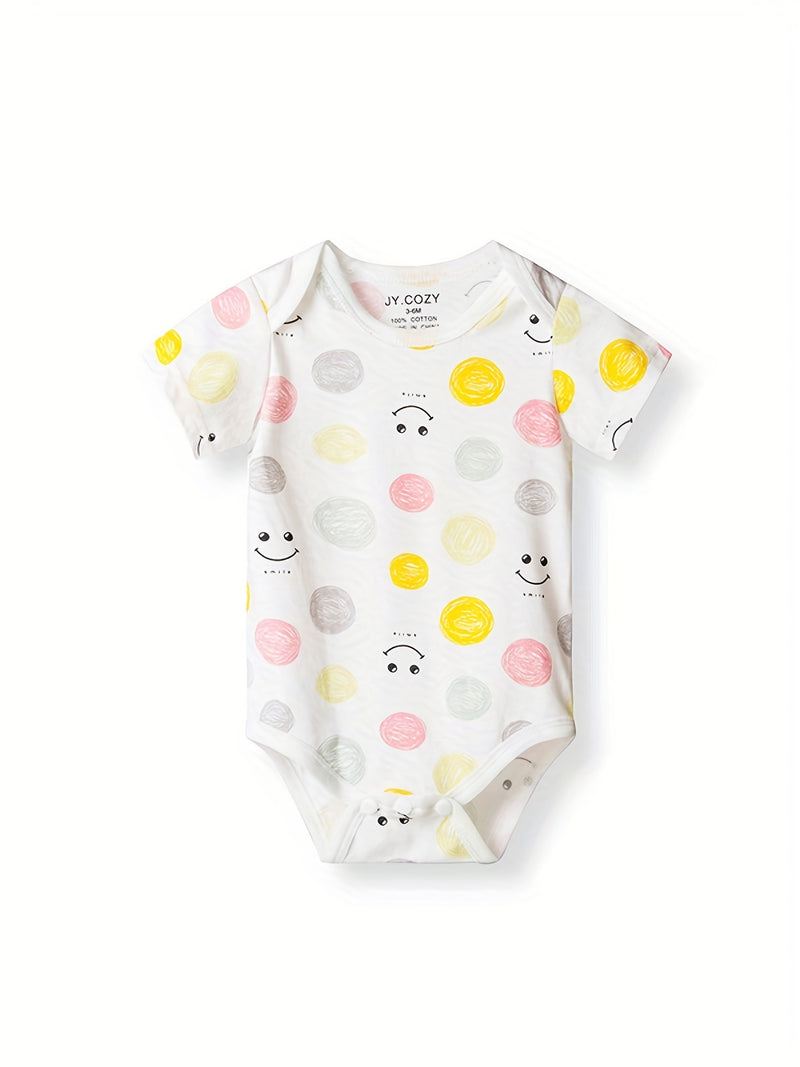 5pcs Cute Baby Girl 100% Cotton Short Sleeve Bodysuits.