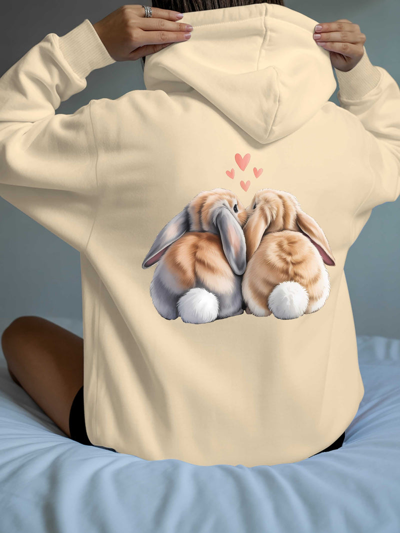 Cute Rabbit Back Women's casual sweatshirt back printed fashionable.