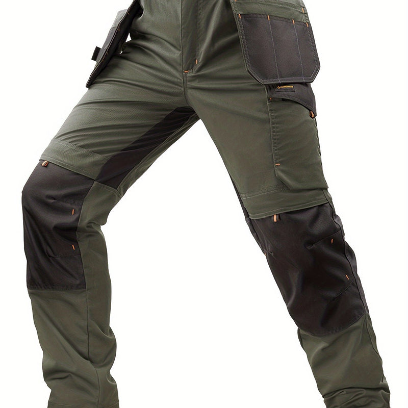 Men's Elastic Cargo Pants with Multiple Pockets, All-Season Style.