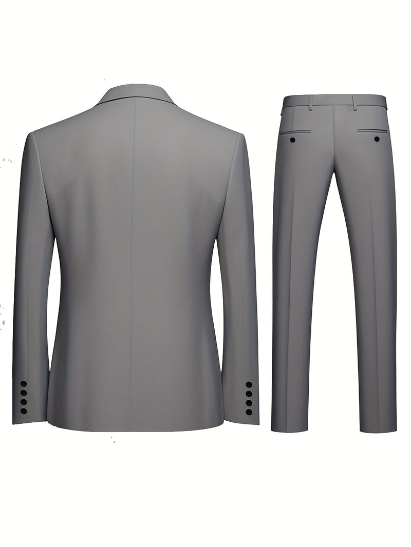 A Luxurious Classic Men's Solid Color Suit Set.
