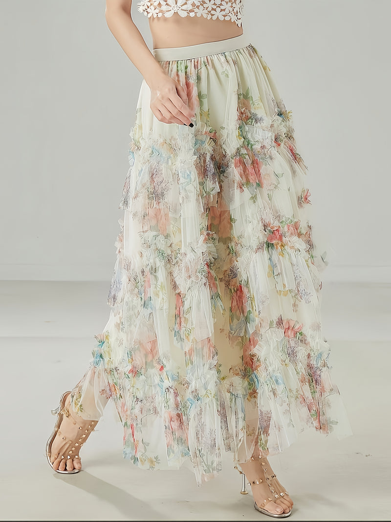 Women’s Elegant Plus-Size Layered Tulle Skirt.