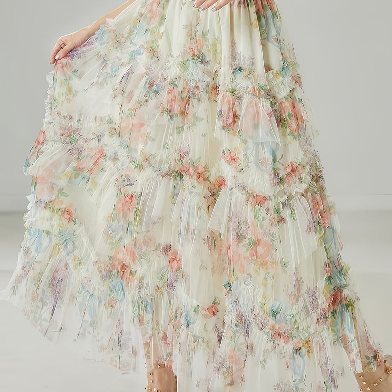 Women’s Elegant Plus-Size Layered Tulle Skirt.