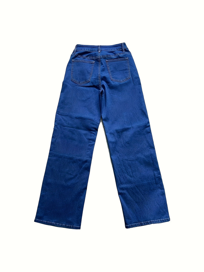 Women's Plus Size High-Waisted Wide Leg Jeans.
