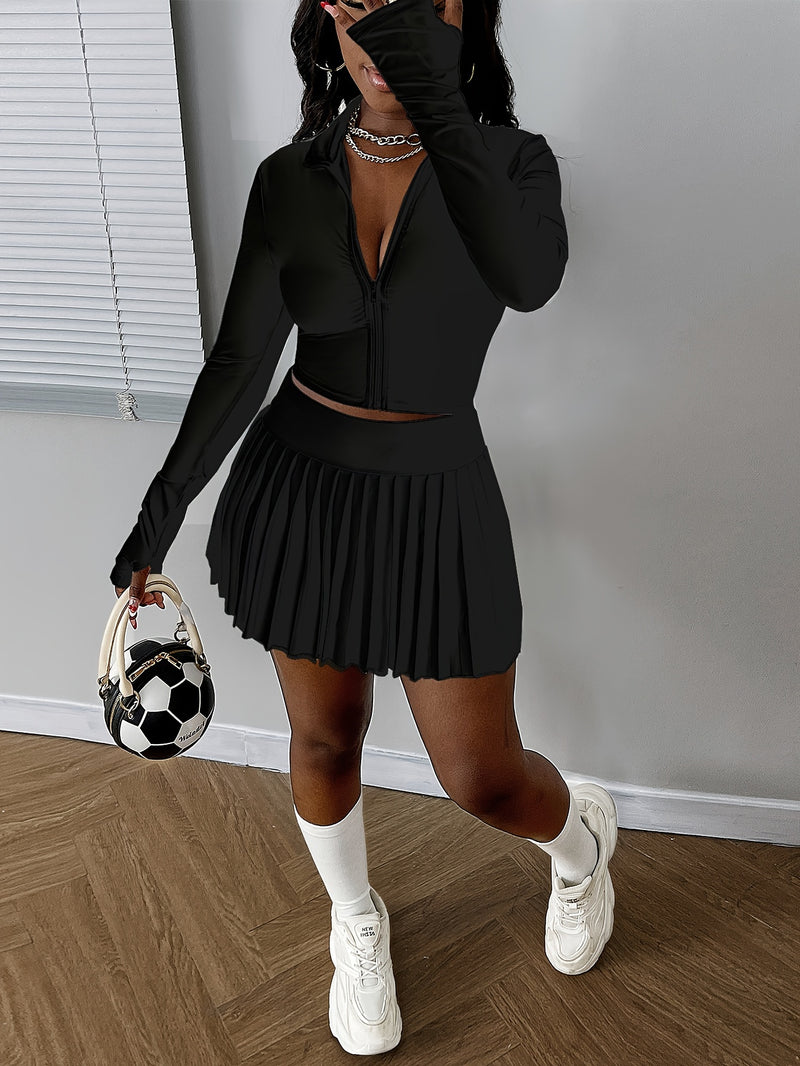 Women's Slimming Jacket + Pleated Skirt Set.