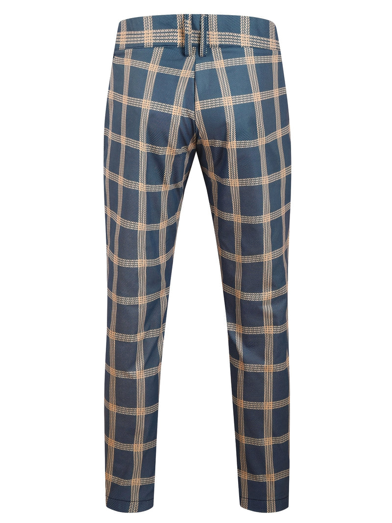 2pcs Men'S Casual Fashion Patchwork Plaid Suit | Non-Stretch Fabric.