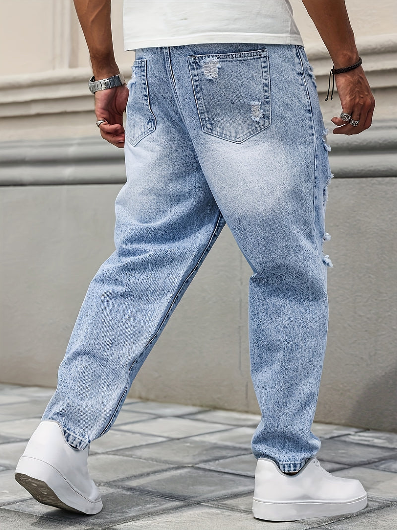 Men's Distressed Denim Pants.