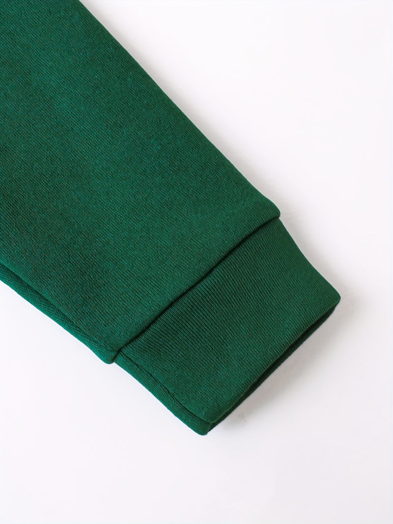 2pcs Boys Autumn/Winter Fleece-Lined Hooded Sweatshirt and Pants Set.