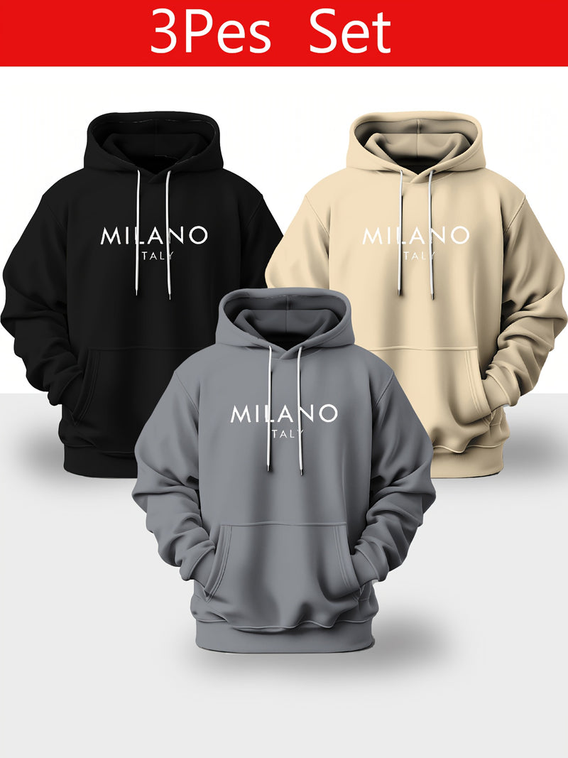 Men's Trendy Casual Three-Piece Set Fashion Hoodie.