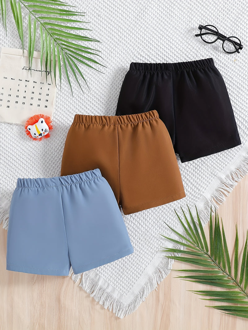 Boys Lion Print Shorts Three-Pack, Perfect for Outdoor.
