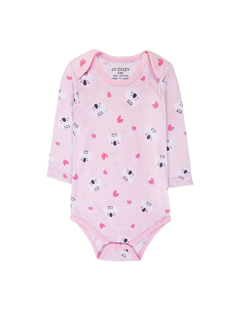 5pcs Newborn Long-Sleeved Romper Set, Baby Girl Pure Long-Sleeved.