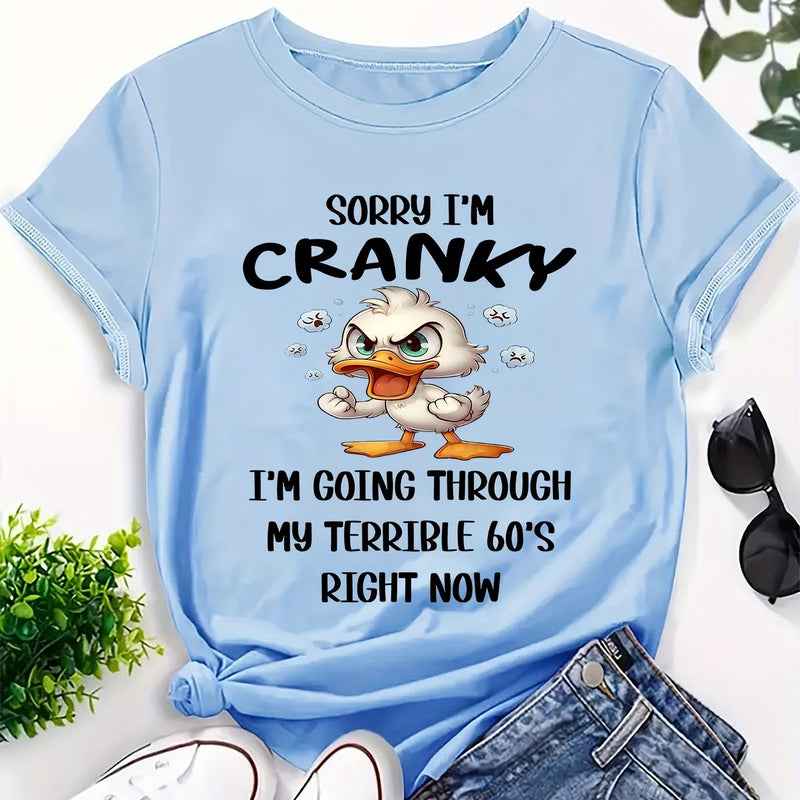 Women's Funny "Sorry I'm Grumpy, Terrible 60s" Duck T-Shirt.