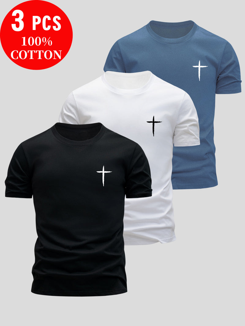Set of 3 T-Shirtsa Must-Have for Men's Casual Wear, Sweat-Resistant.