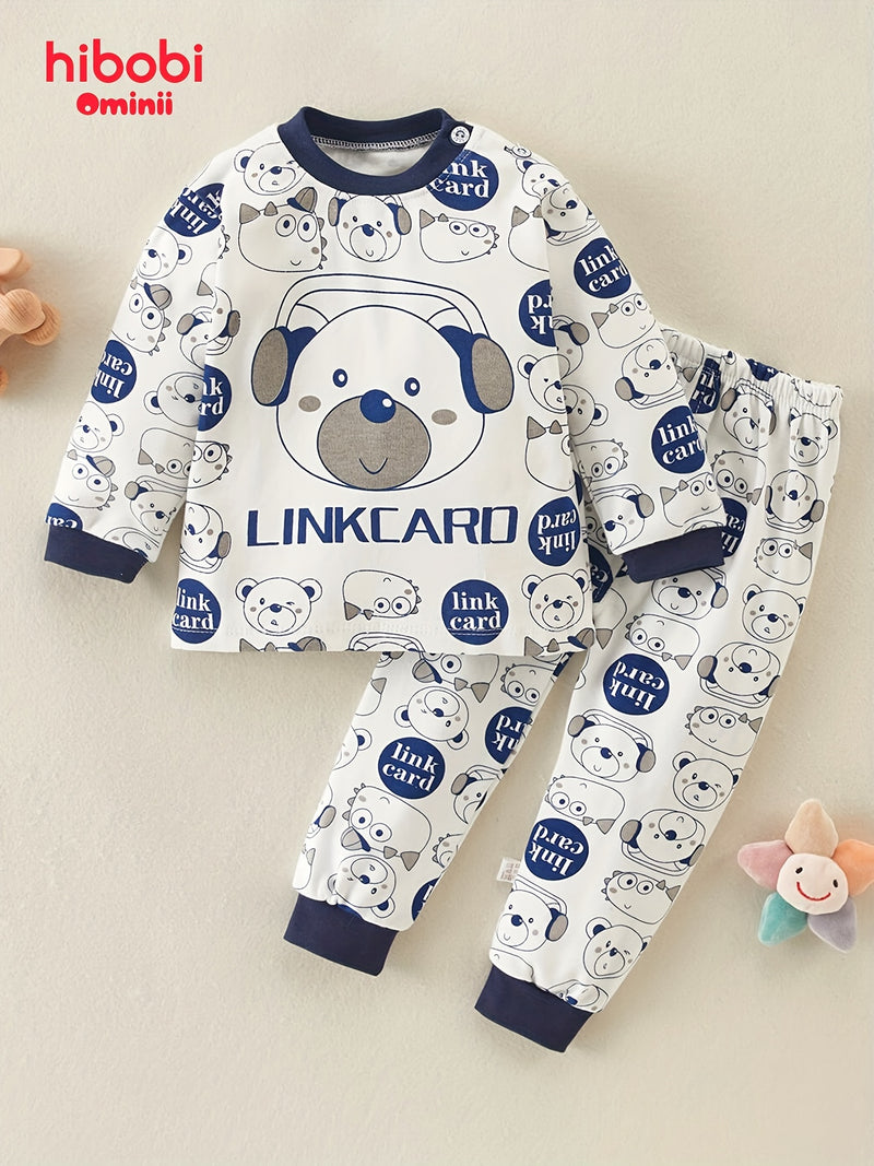 Toddler Boy Cartoon Letter Print Long Sleeve Sweater & Pants.