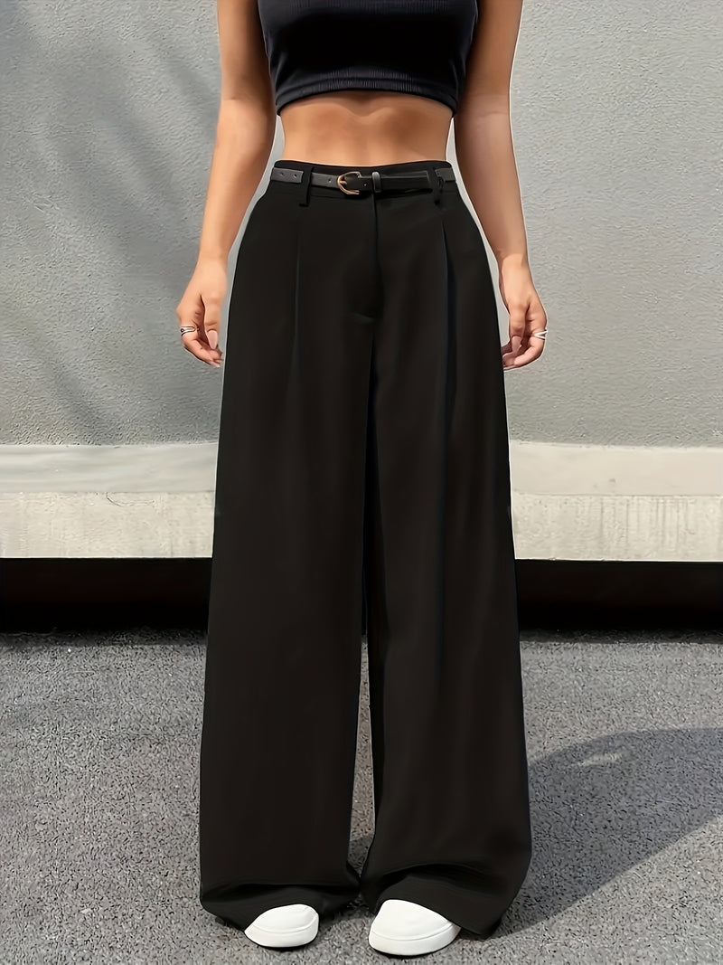 Women’s Elegant High-Waisted Wide-Leg Cinched Pants.