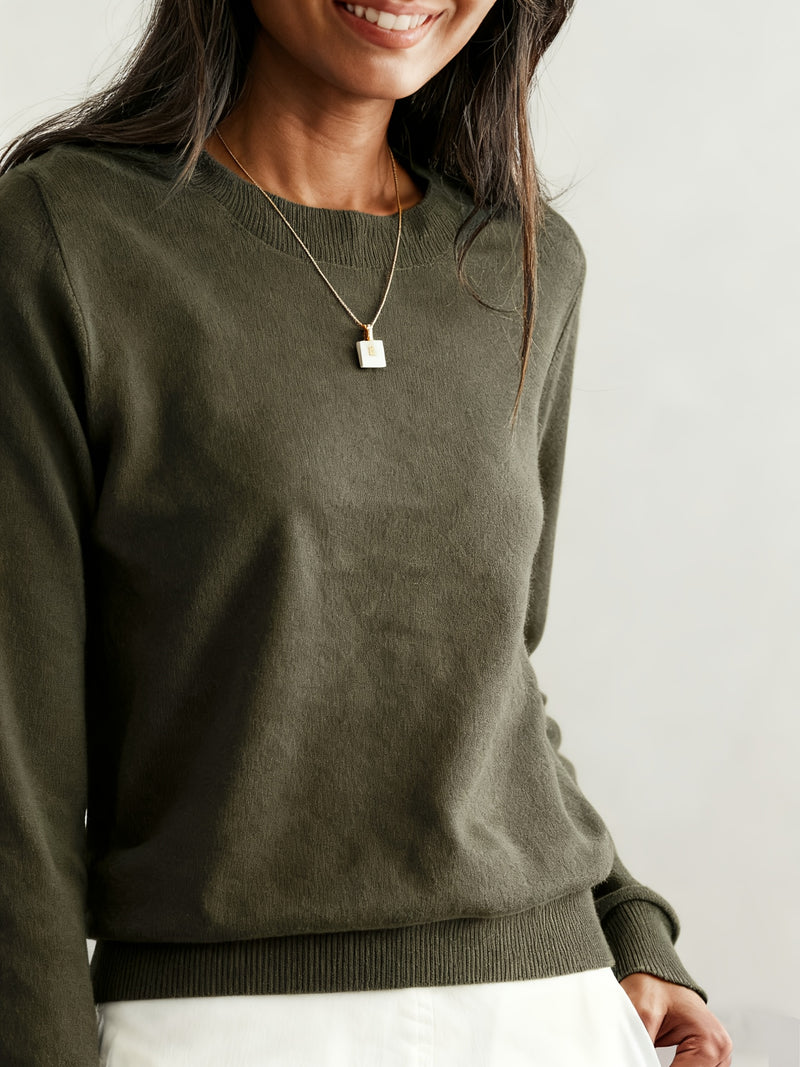 Women's Fashion Round Neck High-end Versatile Base Layer Top.