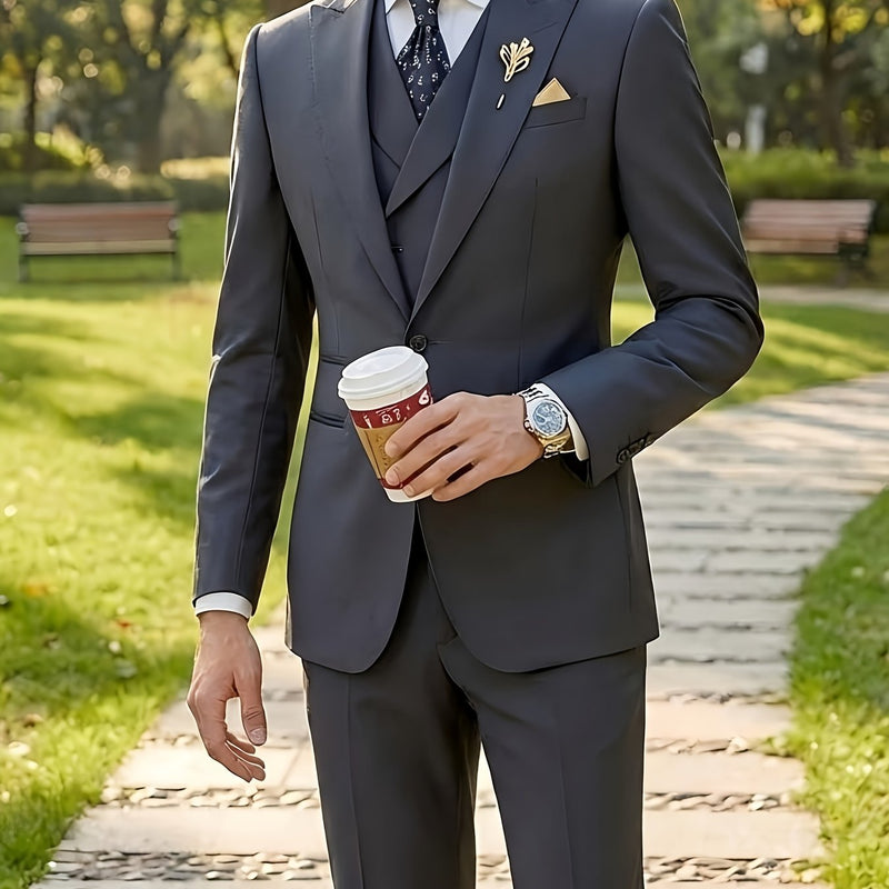 Men's Premium Dark Grey Suit Set.