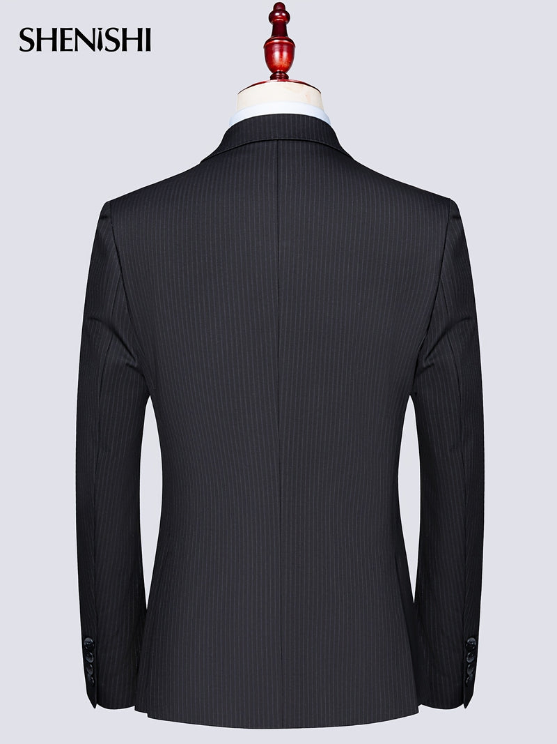 Men's Double-Breasted Suit Set, Casual Formal Wear.