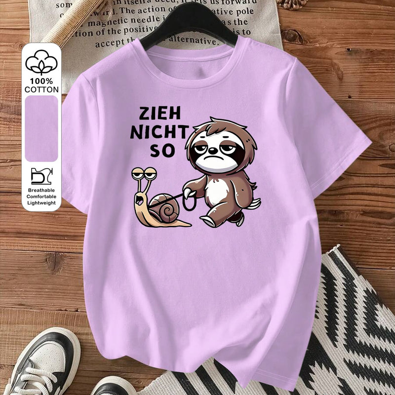 Women's Fashion Printed Round Neck Short Sleeve T-Shirt.