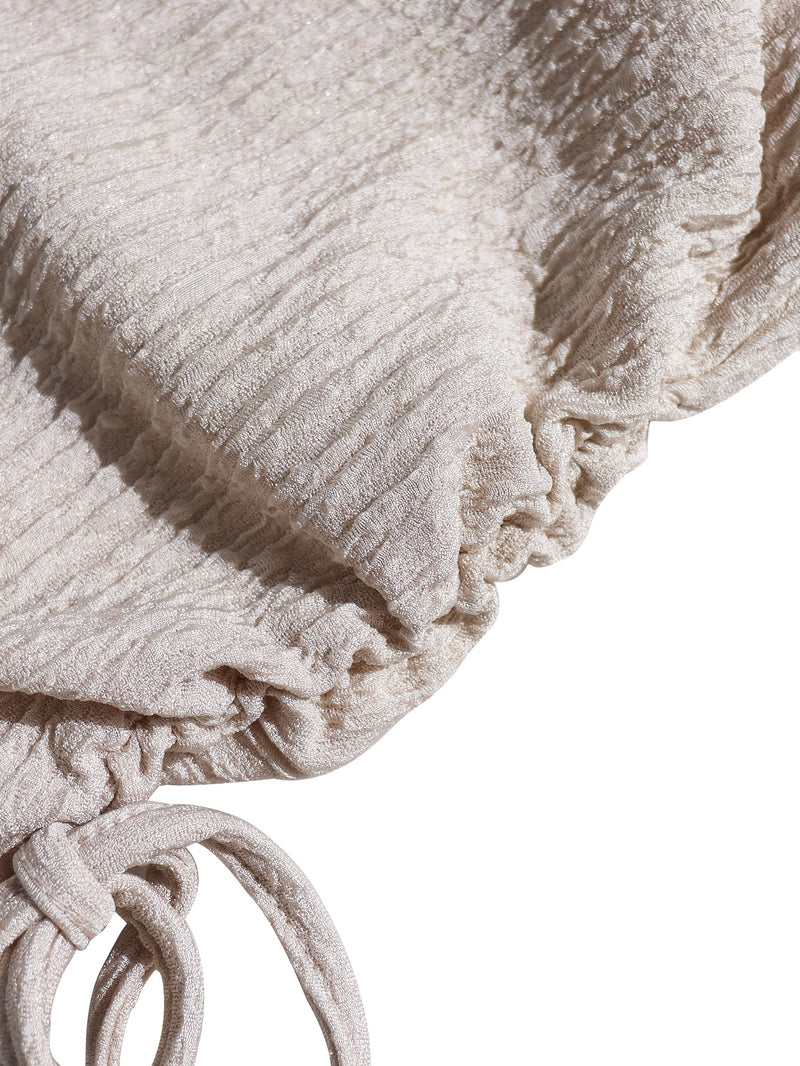 Women's 2pcs Long Sleeve V-Neck Top + Mid-Length Waist-Cinching Side-Tie.