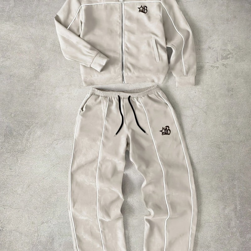 Men's Black Stand-Up Collar Metal Zipper Trendy Color.