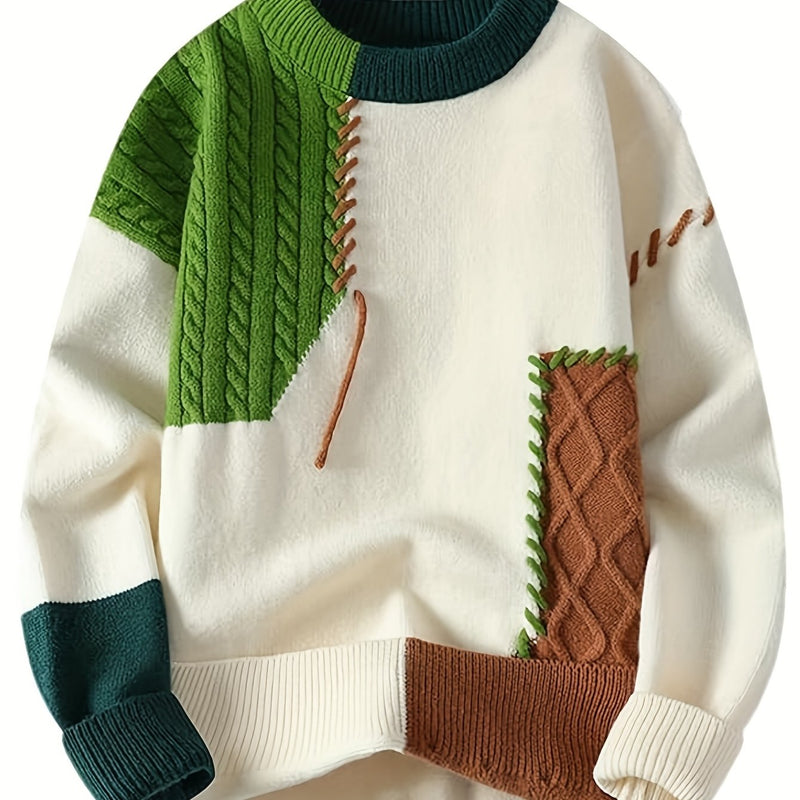 Men's Street Hip-Hop Style Teen Trendy Color Block Splicing Fashion.