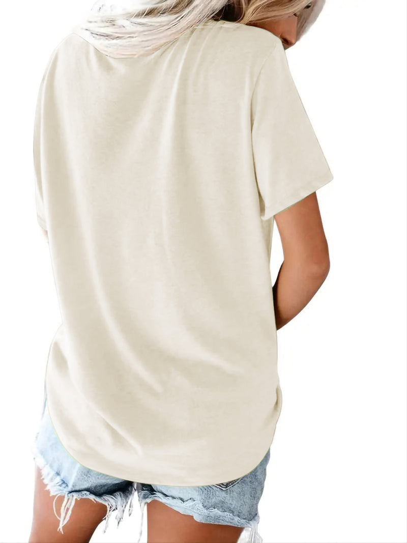 Women’s Graphic Print T-shirt, Short Sleeve Crew Neck Casual.