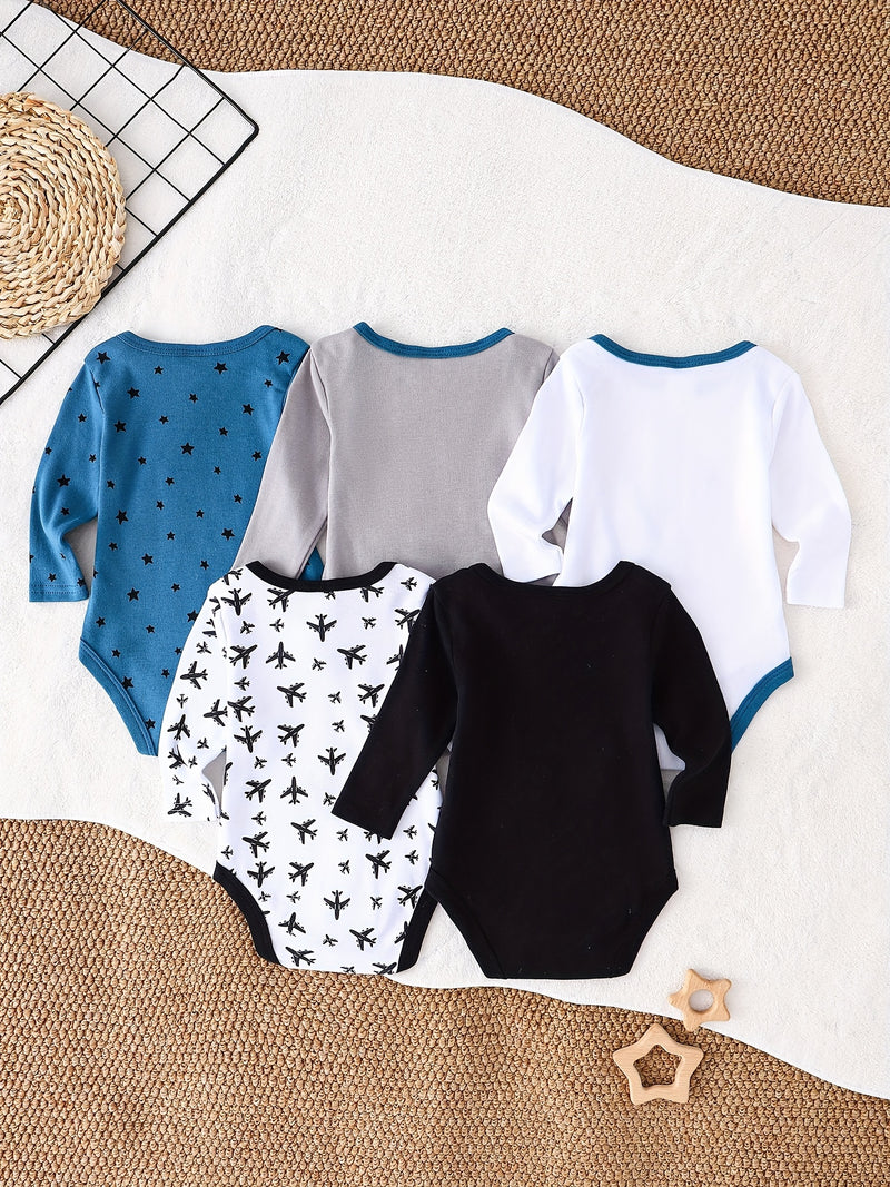5pcs New Autumn/Winter Children's  Romper, Boys and Girls Fitted.