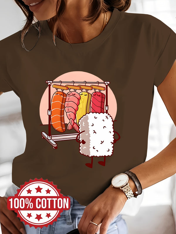 Women's Sushi Graphic Print T-Shirt.