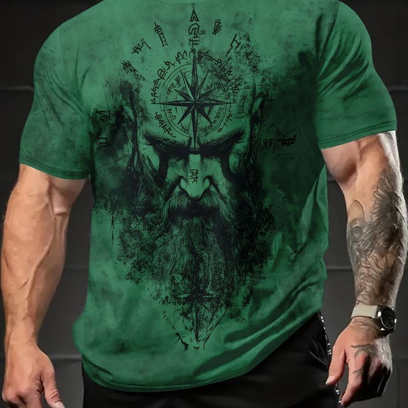 Summer Men's Wandering  Digital Printed Pattern T-shirt.