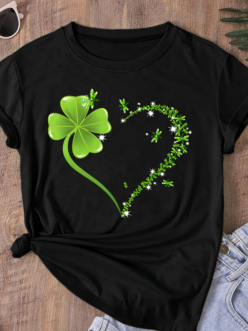 Round neck T-shirt in small and plus sizes, summer/spring Women's top.