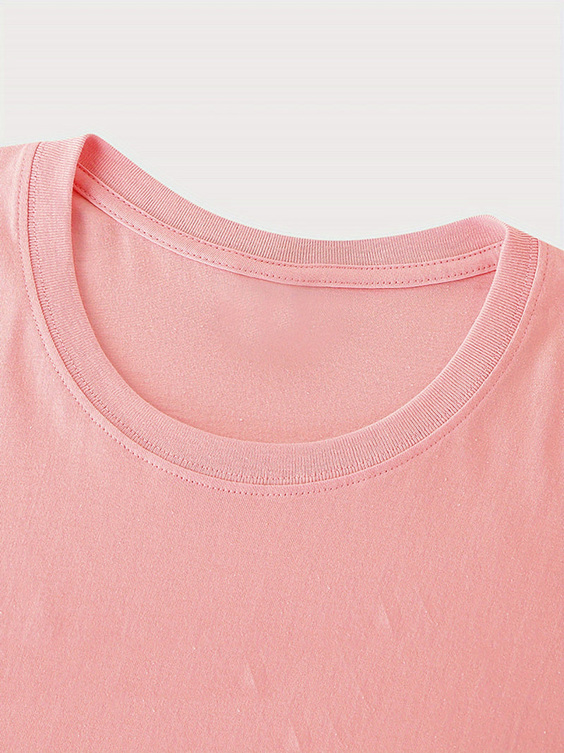 Women’s Graphic Print T-shirt, Short Sleeve Crew Neck Casual.