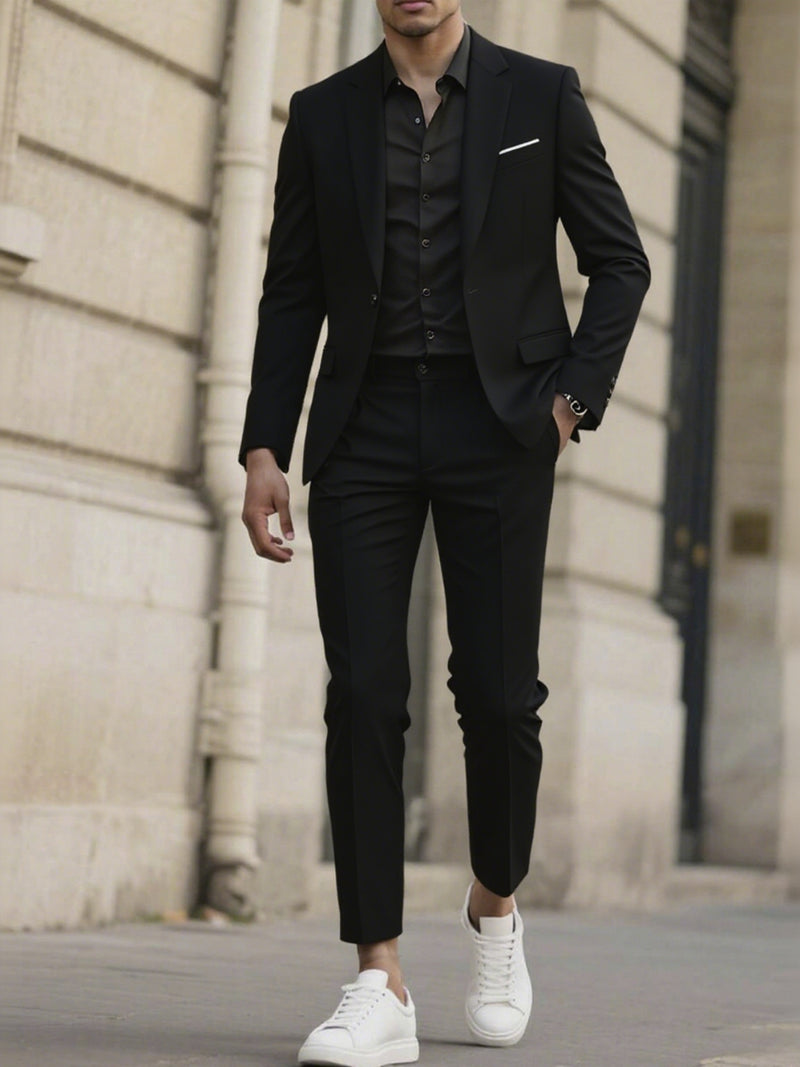 Set of 2 Men'S Tailored Black Suit - Long Sleeve.