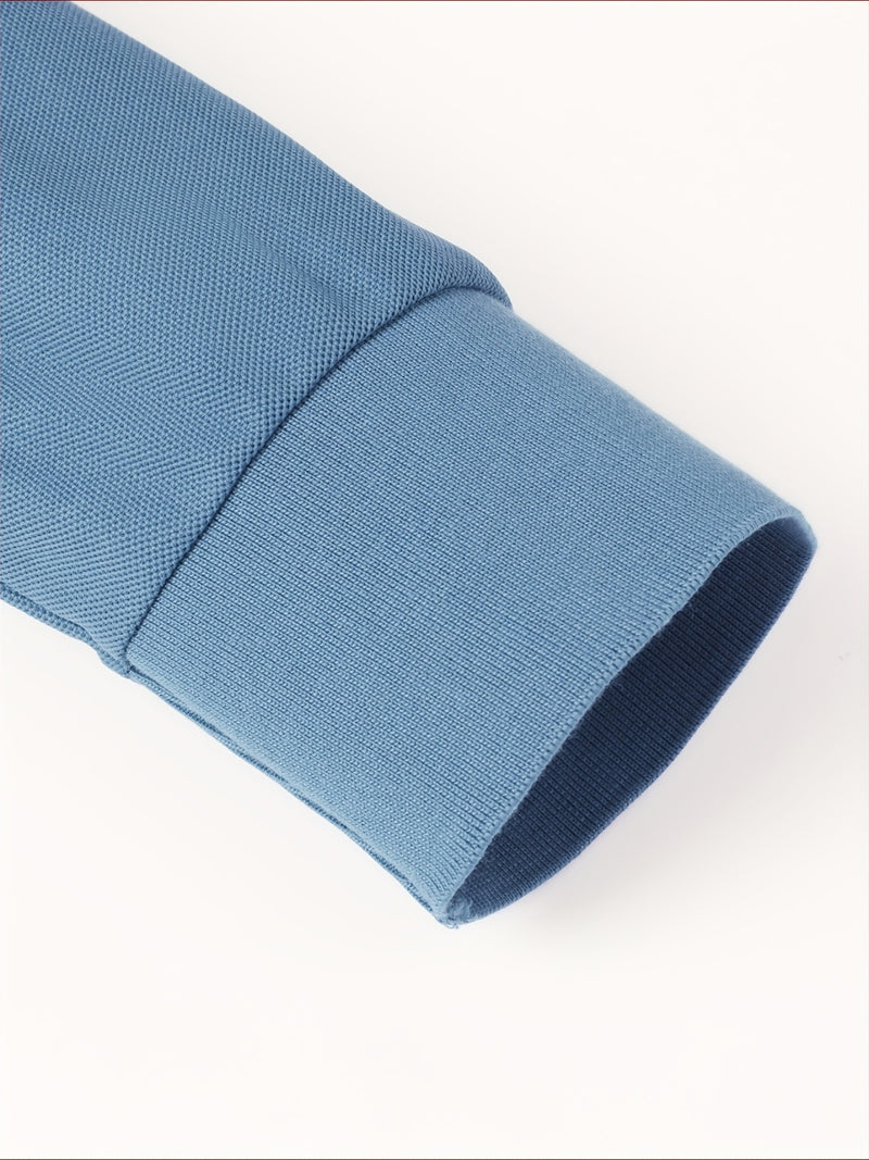 Men's Outdoor Golf and Equestrian Lapel Polo Shirt, Long Sleeve.