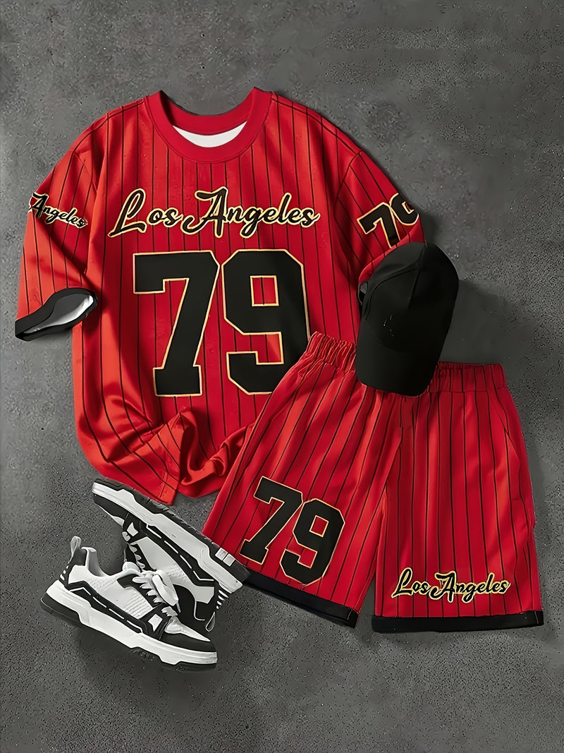 Men's Casual Short Sleeve T-Shirt and Shorts Set.